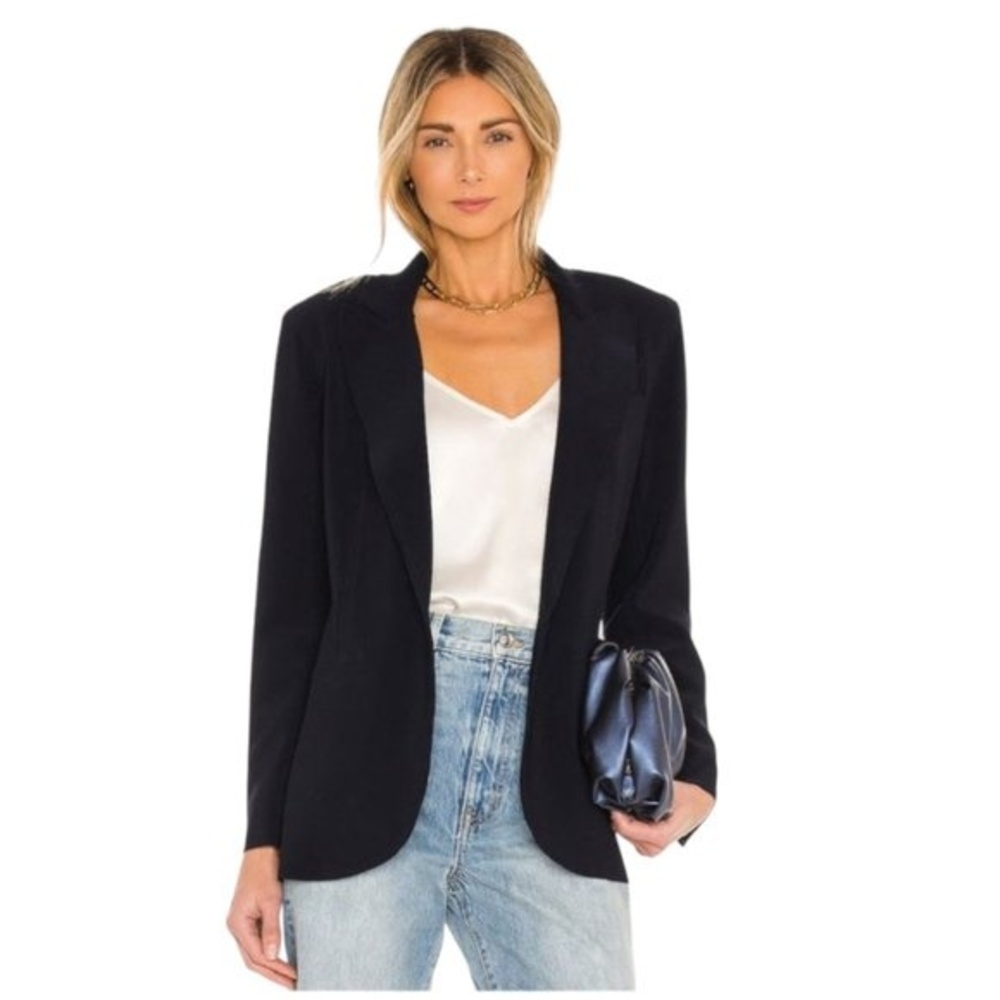 Norma Kamali Boyfriend Jacket Black Womens Sz 12 Neutral Minimalist Classic